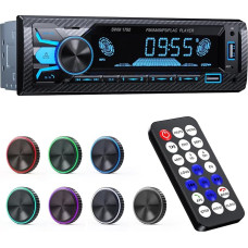 RDS Bluetooth 5.1 Hands-Free Car Radio with Remote Control and Connection Cables, Supports FM/AM/RDS Equipped with Aux Socket and Double USB, 30 Radio Station Memory, USB and TF Stick Reading