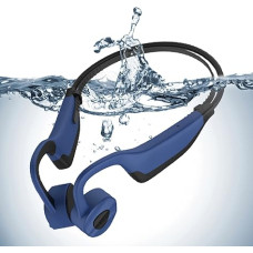 Bone Conduction Headphones, Open Ear Sports Headphones, IP8 Waterproof Diving for Swimming with Microphone Design Size Adjustment Is Suitable for Adults, Children Easy to Exercise (Blue)