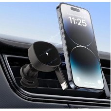 Leehitech Wireless Car Charger, Car Phone Charger, 2 in 1 USB A+ Type C Fast Wireless Charging Car Mount for iPhone 15/14, 13/13 Pro/13 Mini/12/11/XS/XR/8, Samsung S20/S10/S9/Note 9