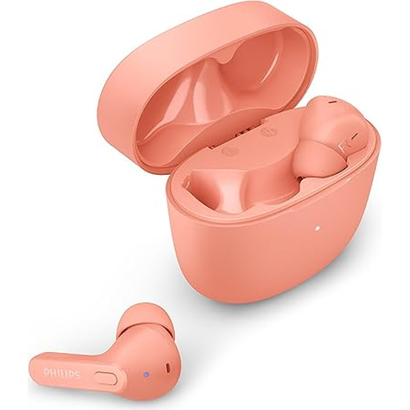 Philips Truewireless Bluetooth Headphones with Microphone/Sweat-Resistant, In-Ear, 18 Hours Playtime, Classic Design, Comfortable Fit, Wireless Headphones, TAT2206PK/00, Pink