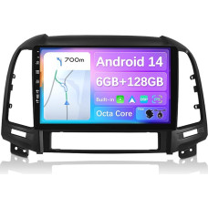 BXLIYER - 6G+128G - Android 14 Car Radio Fits Hyundai Santa FE (2006-2012) - Wireless Carplay/Android Car - Camera & Mic - IPS 9 Inch 2 Din - Built-in DSP - SWC WiFi 4G DAB Fast-Boot 360 Camera