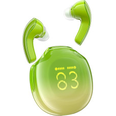 ACEFAST T9 Bluetooth Headphones, Night Light, In-Ear Headphones, Wireless Bluetooth 5.3 Headphones with 4 Mic, ENC Noise Cancelling Wireless Earbuds, 30H Deep Bass, Crystal LED Display, Avocado Green