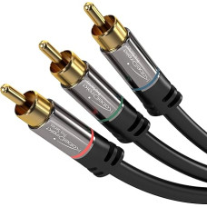 KabelDirekt – 5 m – Komponentenkabel, Cinch, RGB/YUV (Koax-Kabel, 3× RCA-Stecker auf 3× RCA-Stecker, Component-Kabel für die Bildübertragung in Full HD, Video/HDTV, schwarz)