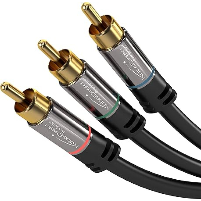 KabelDirekt – 5 m – Komponentenkabel, Cinch, RGB/YUV (Koax-Kabel, 3× RCA-Stecker auf 3× RCA-Stecker, Component-Kabel für die Bildübertragung in Full HD, Video/HDTV, schwarz)