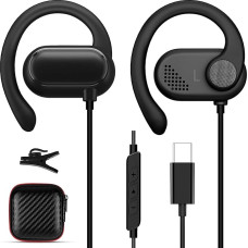 USB C Headphones for iPhone 16 15 Pro Max Pixel 9 Pro 8a, USB C Headphones Open Ear Earphones and Microphone with Over Ear Hook Headphones with Cable USB C Connection for Samsung A55 A54 A34 S24 Poco