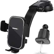 Mirror Phone Holder Car [Strongest Suction Cup and Military Hook Clip] Vent Dashboard and Windscreen 360° Swivel [4 in 1] Phone Holder for iPhone, Samsung and Other Smartphones