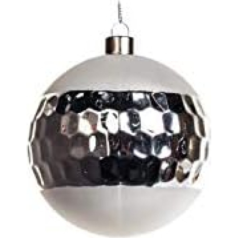 EUROCINSA Ref.27180 Glass Pendants Matte White with Metallic Silver 10 cm Diameter 6 Pieces 10 cm