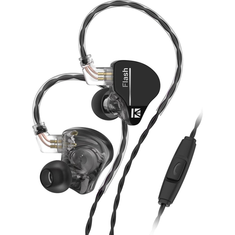 KINBOOFI KBEAR Flash 1DD + 1BA In-Ear Headphones, HiFi Wired Headphones, Lightweight Noise Cancelling IEM with 2 m Removable Cable with HD Microphone for Calls, Ergonomic Design Earphones