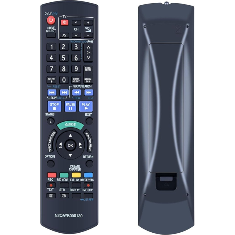 TCNOUMT N2QAYB000130 Remote Control Compatible for Panasonic DVD Recorder DMR-EZ47 DMR-EZ48 DMR-EX98 DMR-EX99 DMR-EX98VEBK DMR-EZ47VEBK DMR-EZ45V DMR-EZ49V DMREX98V DMREZ47VEBS