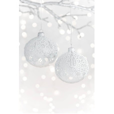 DAGMARA My Christmas 2 Glass Christmas Baubles with Colourful Branches, Transparent, White, 8 cm, 0802B043