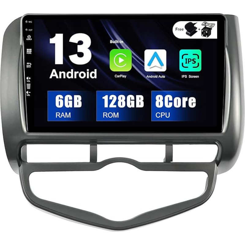 SXAUTO - 6G + 128G - Android 12 IPS Car Radio for Honda Fit/City/Jazz (2002-2007) - Built-in Carplay/Android Car/DSP - LED Camera + MIC - DAB Steering Wheel Control Fast Boot 360-CAM - 2 DIN 9 Inches