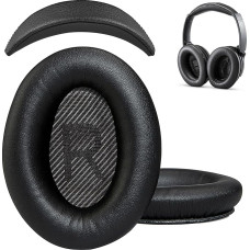 Replacement Ear Pads and Replacement Headband Cushion for Bose QuietComfort 35 (QC35) and Quiet Comfort 35 II (QC35 II) Headphones (QC35-QC35 II, Black)