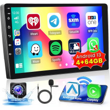 Inefala 8 Core 4 + 64 GB Car Radio Android 13 with 9 Inch Touchscreen Wireless Carplay and Android Car 2 DIN Stereo Car with GPS Bluetooth 5.0 WiFi 32EQ DSP 59UI FM/RDS SWC Rear View Camera