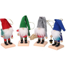 4 Mixed Gnomes for Tree and Table Decorations 12 cm High