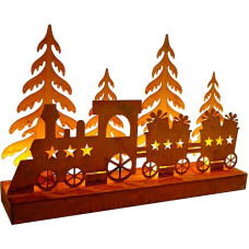 ABC Home | Decorative Figure Steam Train | Christmas | LED's | Battery Operated | Patina | 35 cm W