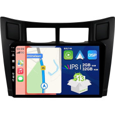 BXLIYER Android 13 IPS Car Radio Suitable for Toyota Yaris (2005-2011) - Built-in CarPlay Android Car - Free Reversing Camera - 2G + 32G - 9 Inch 2 DIN - DSP DAB Steering Wheel Control WiFi Fast Boot