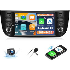 2G + 64G CAMECHO Android 13 Car Radio for Fiat Punto (2010-2016) Linea (2012-2015) with Wireless Apple CarPlay Android Car 6.2 Inch Screen with Bluetooth WiFi FM RDS EQ GPS SWC + Reversing Camera