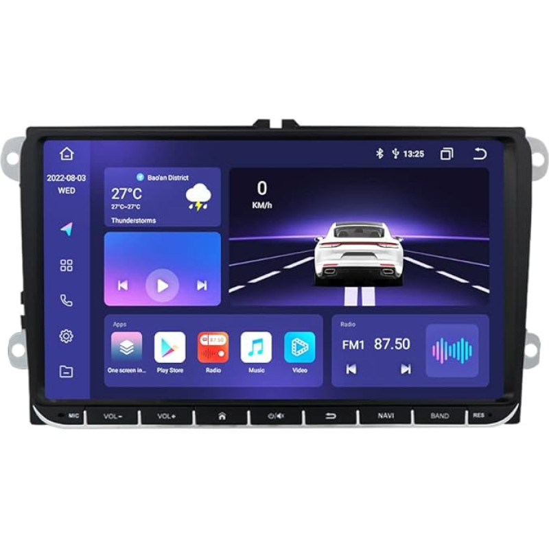 Android 12 Car Radio 9 Inch Touchscreen 8-Core for VW Golf 5/6 T5 Touran Polo Sharan Passat Tiguan Seat WiFi CarPlay/Android Car Bluetooth 4G LTE RDS OPS SWC DSP (8GB+128GB)