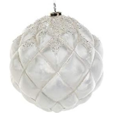 EUROCINSA Ref.27206 Pineapple Ball Pendant Glass White Matt with Stones and Sequins 20 cm Diameter 20 cm Pack of 2