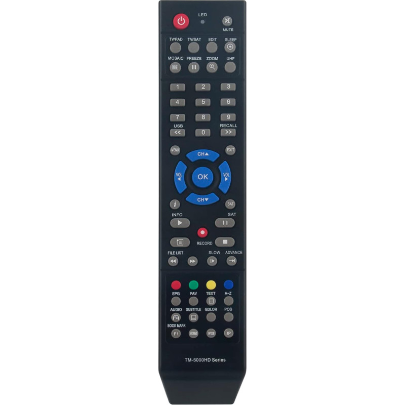 TM-5000HD VINABTY Replacement Remote Control Suitable for Technomate HD Satellite Receiver TM-5402 HD M2; TM-5402 HD M3; TM-5402 HD; TM-5402HD CI+ Super+;