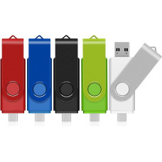 TEWENE USB C atminties kortelė 32 GB 5 pakuotės USB C atmintinė 2 in 1 (USB-C ir USB-A) su dirželiu mobiliesiems telefonams ir kompiuteriams