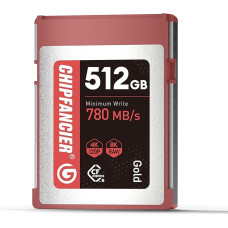 CHIPFANCIER CFexpress 2.0 Typ B 512GB Speicherkarte Bis zu 1750MB/s Lesen 1420MB/s Schreiben-Raw 8K Videoaufzeichnung Dunkles Gold