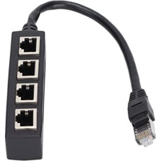 RJ45-Splitter-Adapter, Schwarzes ABS, 1 Bis 4 Ports, Reibungslose ¨¹bertragung, Hervorragende Verbindung, Netzwerkkabel-Adapter f¨¹¹r Alle Netzwerke, Zuhause, B¨¹ros und Alle