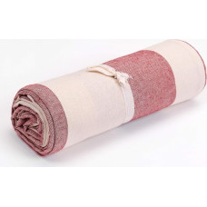 HomeLife Multi-Purpose Fabric, Printed Cotton Sofa Slipcover, Made in Italy for Chair, Throw Couch Cover, Tablecloth, Bed Striped 260 x 260 cm - Double Bordeaux / Beige