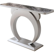 Schlanker, moderner Sofatisch, schmale geometrische Konsole mit Metallbeinen, Langer Akzenttisch für Wohnzimmer, Flur, Foyer - stilvolle Organisation (Silber, 47,2 x 31,5 Zoll)