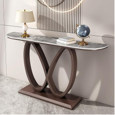 Bestiry Moderner Konsolen-Sofatisch, Akzenttische, Flur-Foyer-Tisch mit geometrischem Sockel, rustikaler Eingang für Flur, Wohnzimmer (Bronze A, 100 cm)