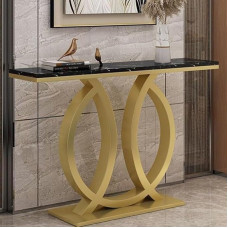 Generisch 120 cm großer Konsolen-Sofatisch aus Metall, abgerundete Kanten und Ecken, Flur-/Eingangstische für das Wohnzimmer (Gold 2)
