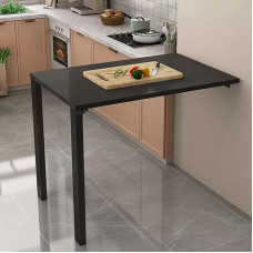 Wandmontierter Klapptisch, platzsparender Schreibtisch für Küche und Zuhause, schwarzer Holztisch (75 x 70 cm), vielseitiger Wandschreibtisch, perfekt für kleine Räume