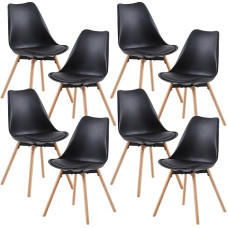 anrekl Valgomojo kėdės 8 minkštų virtuvės kėdžių rinkinys Valgomojo kėdės su buko medžio masyvo kojomis valgomajam kambariui Svetainė Miegamasis Virtuvė, juoda