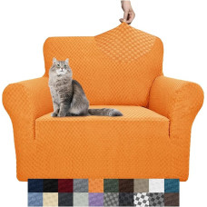 YEMYHOM Žakardinis sofos užvalkalas Didelio tempimo sofos užvalkalas gyvenamajam kambariui Naminis gyvūnėlis Šuo Katė Saugus fotelio užvalkalas Neslystantis magiškas elastingas baldų apsauginis užvalkalas (mažas, oranžinis)