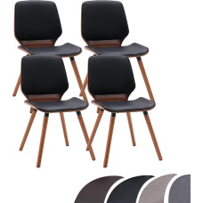 Mingone Dining Room Chairs, Set of 4, Kitchen Chairs, Wooden Chairs with Faux Leather Seat, Retro Design Chairs Made of Beech Wood for Kitchen, Dining Room, up to 150 kg (Black / Faux Leather)