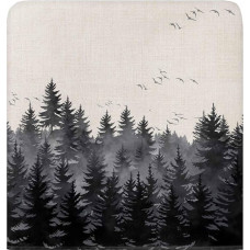 Stuhlhussen mit Waldvögeln, 4 Stück, für Esszimmerstühle, Küche, Esszimmerstuhl, waschbar, abnehmbare Schonbezüge, Schutz für Esszimmer, Vintage-Kiefer, Tierlandschaft, Grau