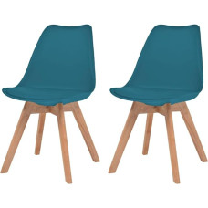 vidaXL Dining Room Chairs, Set of 2, Dining Room Chairs with Backrest, Dining Chair, Kitchen Chair with Wooden Legs, Chair for Dining Room, Kitchen, Turquoise Plastic