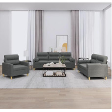 Juroupi 3-TLG. Sofagarnitur mit Kissen Sofa Wohnzimmer Sitzgruppe Wohnzimmer Sofos komplektas Sofas FüR Wohnzimmer Dunkelgrau Stoff - 3201553