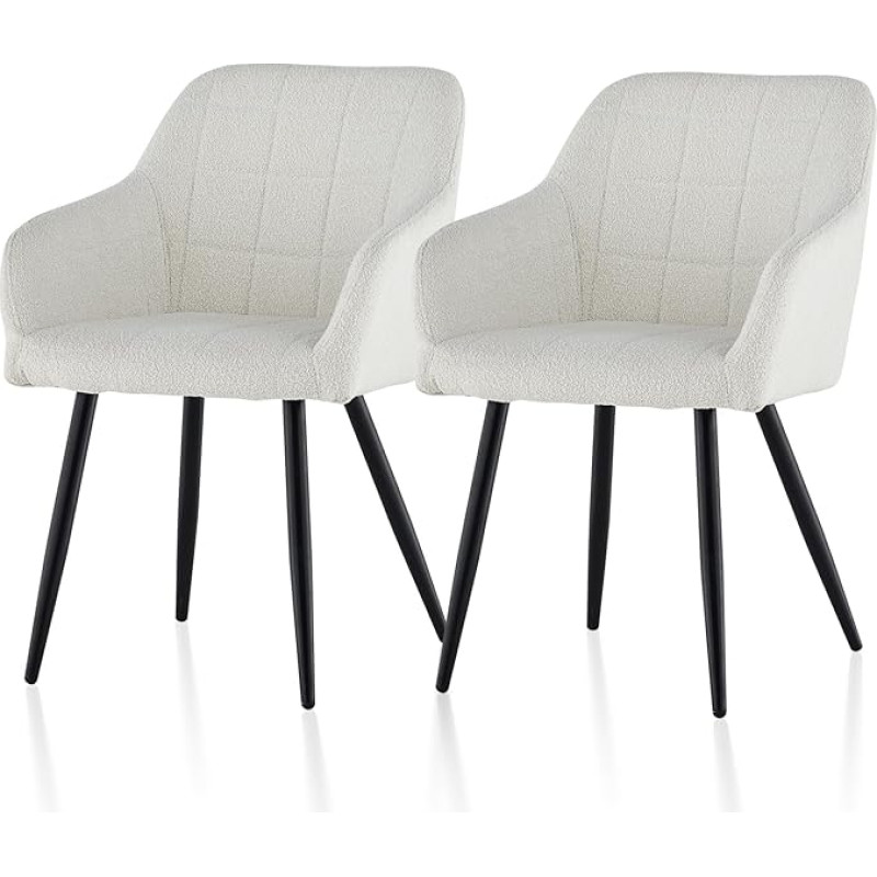 TUKAILAI Valgomojo kėdės 2 Teddy Audinys, virtuvės kėdė, minkšta kėdė, kėdė su porankiu, atlošu, paminkštinta sėdynė, metalinės kojos, svetainės kėdė, virtuvė, valgomasis, svetainė