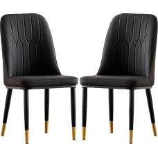 Valgomojo kambario kėdės, 2 komplektas, aukštos atlošo šoninės kėdės, PU odos paminkštinta aukštos klasės poilsio kėdė su metalinėmis kojomis, kėdė be rankų virtuvėje, restorane ir svetainėje, miegamajame