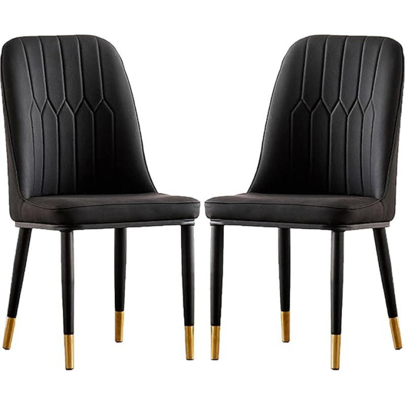 Valgomojo kambario kėdės, 2 komplektas, aukštos atlošo šoninės kėdės, PU odos paminkštinta aukštos klasės poilsio kėdė su metalinėmis kojomis, kėdė be rankų virtuvėje, restorane ir svetainėje, miegamajame