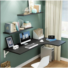 CWCQGH Schwebender Laptop-Schreibtisch zur Wandmontage, Klapptisch aus Holz, Murphy-Schreibtisch, Klapptisch, platzsparender Wandschreibtisch, herunterklappbarer Wandschrei,Black-120 * 60 * 40cm