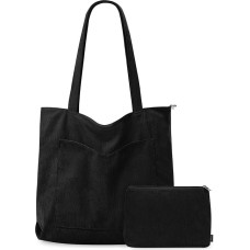 GASSDA rankinė moterų didelis Shopper krepšys moterų virvės krepšys Tote Bag su Zip darbo apsipirkti fitneso kelionės (juoda)