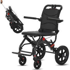 Lengvas transportavimo vežimėlis suaugusiesiems, sulankstomas su teleskopine rankena, 10 kg nešiojamas kelioninis vežimėlis senjorams, aliuminio rėmas