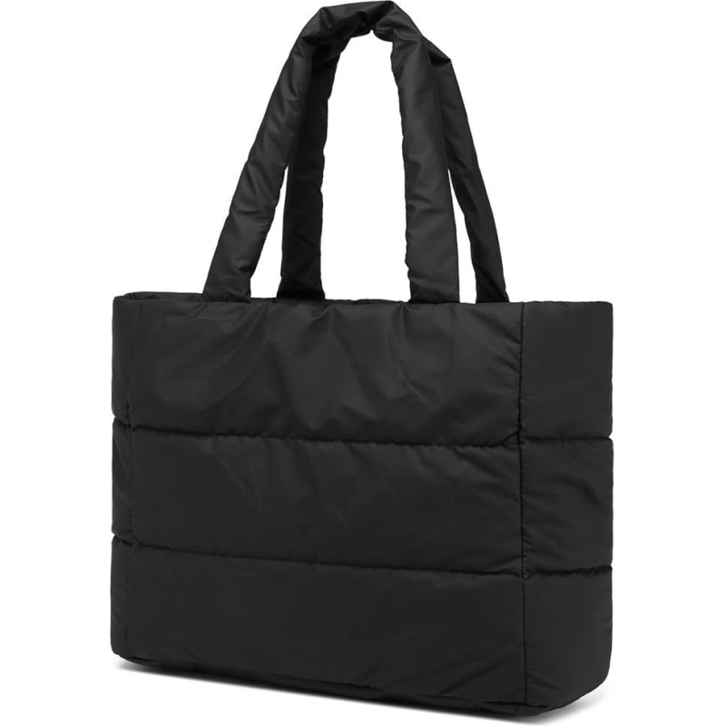 Myhozee Puffer Bag Moterų elegantiška rankinė Moterų Tote Bag Puffect Shopper Didelis krepšys per petį Hobo Bag Šiltas krepšys per petį Žiemos rankinė dygsniuotas krepšys Paprastas, Black183
