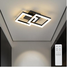 ANTENLICHT LED Ceiling Light Bedroom Modern Geometric 20 W Wall Light Ceiling Light with Remote Control Continuously Dimmable 3000-6500 K for Hallway Balcony Dining Room Wardrobe Black