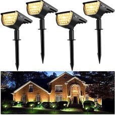 Jior Solar Landscape SpotLights Outdoor 32 LED IP65 Waterproof Solar Powered Wall Lights 2-in-1 Adjustable Lights for Garden Yard Driveway Walkway Pool Patio 4 Pack (Warm White)