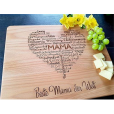 Rankų darbo medinė lenta geriausiai mamai pasaulyje, didelė medinė pjaustymo lenta su lazeriniu graviravimu - 38,5 x 30 cm, dovana mamai Motinos dienos proga, gimtadienio dovanos iš Algis Crafts
