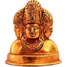 Purpledip žalvario statula Dattatreya: Viešpats Brahma Višnu Mahešas Šiva Tridevas Trimurti statula namams šventykla, biuro stalas, parduotuvė skaitiklis (11187)