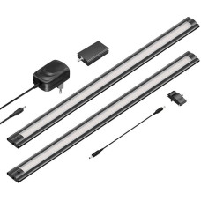 ledscom.de SIRIS Smart LED Under-Unit Light Black Matt su WLAN valdikliu, plokščias, Smart Home, su Alexa (Echo), po 50 cm, po 655 lm, baltas, 2 vnt., reguliuojamas apšvietimas